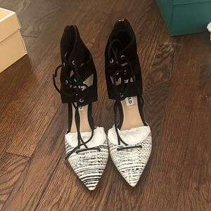 Karl Lagerfeld Black and White Strappy Heels